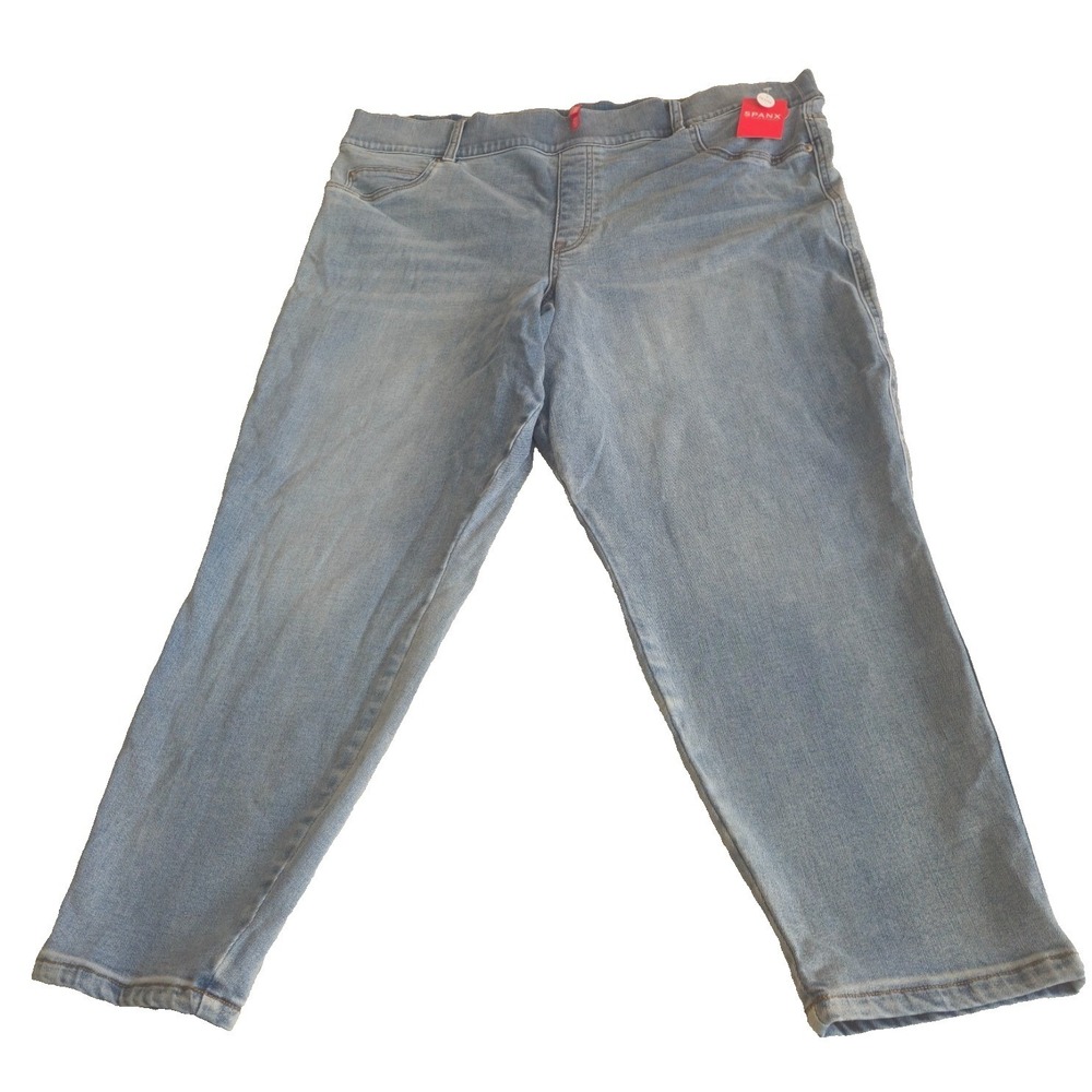 SPANX Jeans 3X Petite Ankle Skinny Pull On Light Wash Stretch Denim NWT Y2K - Picture 3 of 13